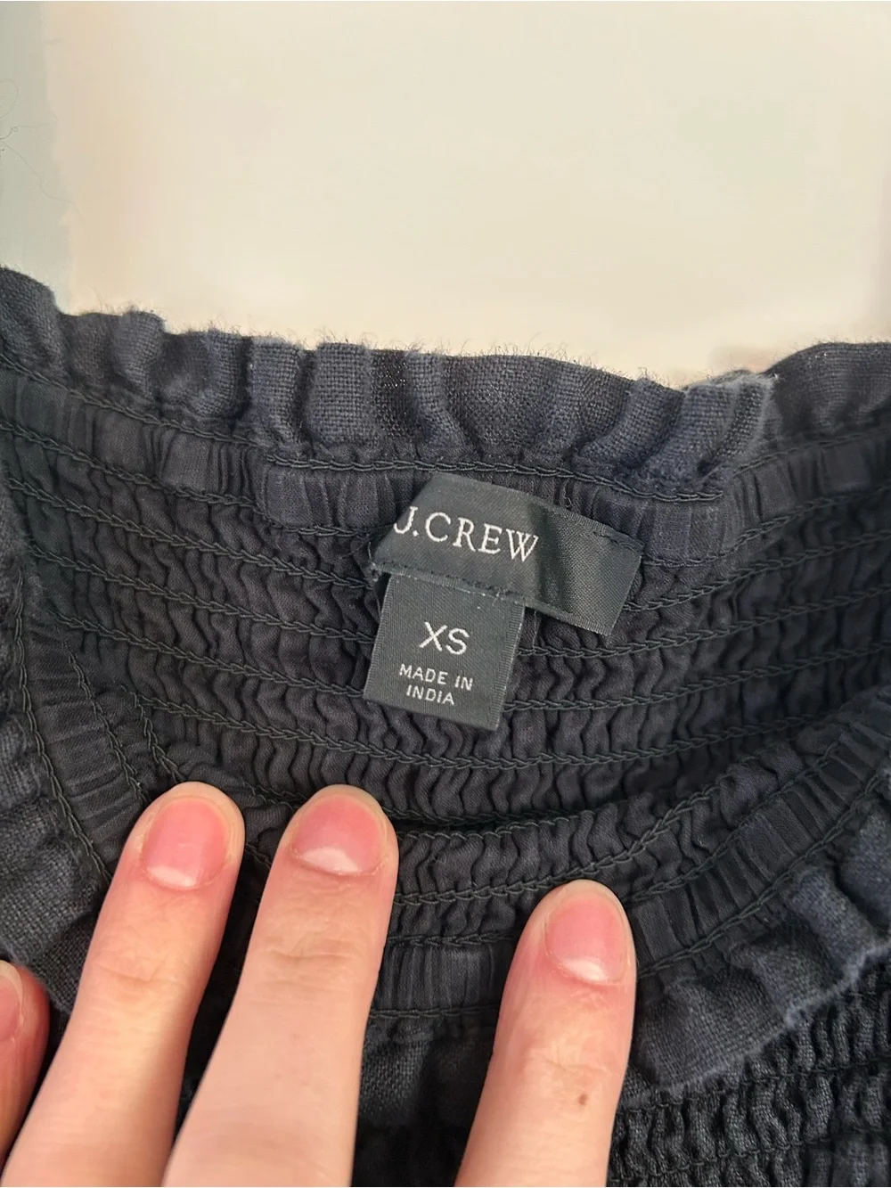 J. Crew Black Smocked Midi Dress with Puff Long Sleeves